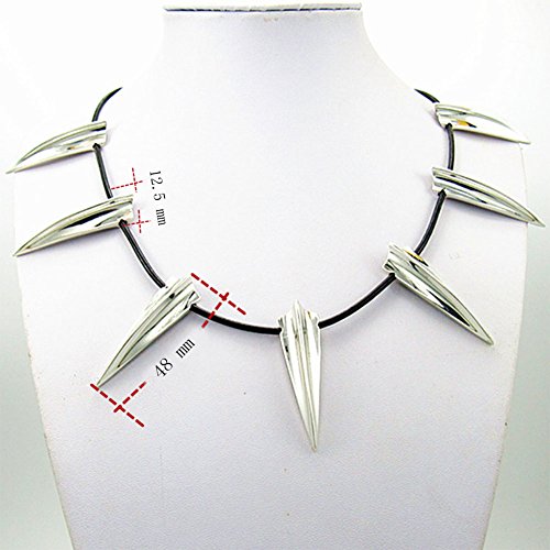 BUUFAN Chic Silver Stainless Steel Necklace for Black Cosplay Halloween Party4