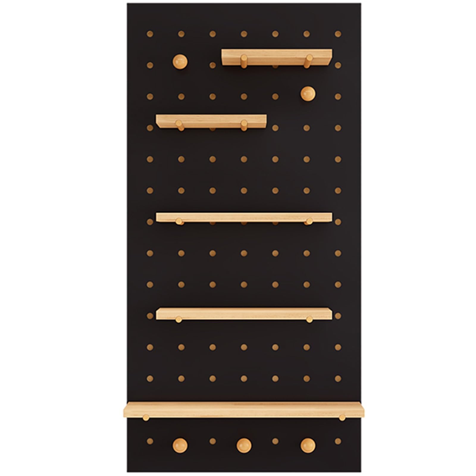Rechteckige Lochwand aus Holz, Stecktafel-Kombinationsset, Wandmontiertes Organisationsregal für Zuhause, Büro, Bastelraum(Black)