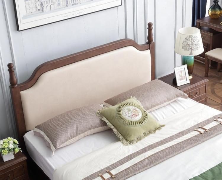 Image of SANKATMOCHAN Industries Solid SHEESHAM Wood King Size Cushion Bed Double Bed Furniture for Bedroom, Living Room, Home & Hostel (Honey Finish) Matters Size (6 * 6.5) (Wide Double)