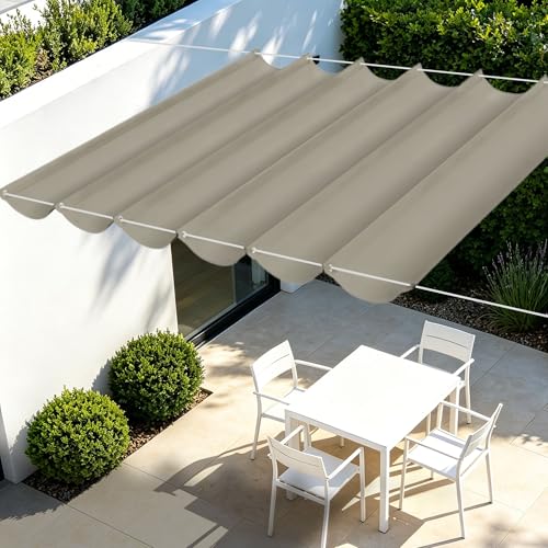 Toile ombrage rétractable vague 200 x 360 cm imperméable extérieur balcon - 2