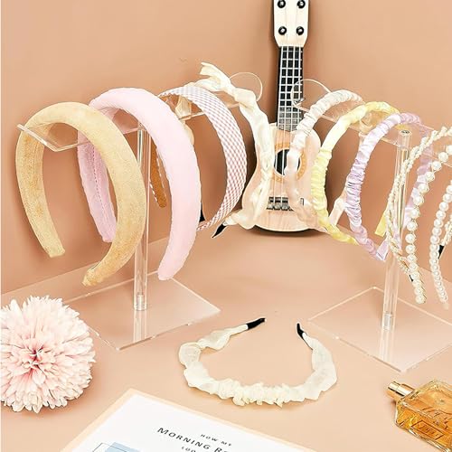 CJMUQHEHH Lot de 2 supports de serre-tête en acrylique transparent pour barrettes à cheveux, avec pieds antidérapants, pour filles et femmes – vue 3