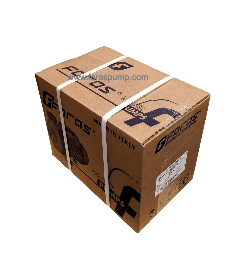 FORAS Bomba centrífuga RA102 de 230 V – 1,14 kW – Bomba de alto rendimiento – 280 l/min, altura de extracción de 20,5 m – Flujo alto de 1,5 pulgadas con impulsor abierto (sólidos de 10 mm) para