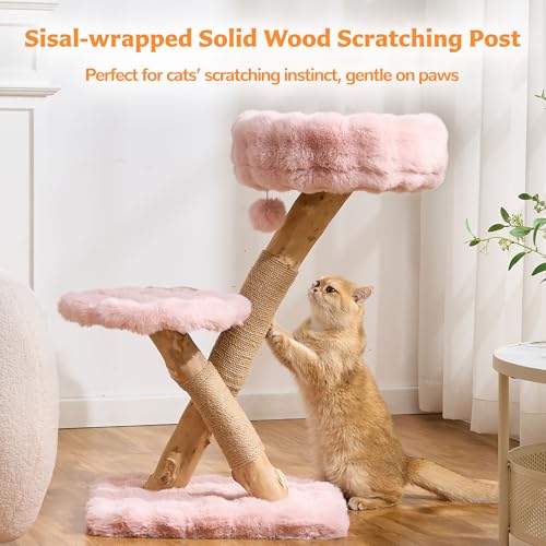 Árbol para gatos moderno de madera sólida resistente miniatura 7