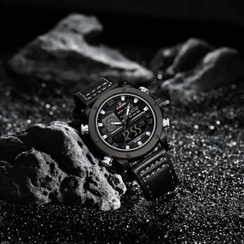 Image of NAVIFORCE NF9236 Japanese Movement Military Style Leather Strap Analog-Digital Watch