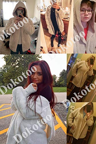 Dokotoo Womens Ladies Leopard Print Open Front Long Sleeve Fluffy Fleece Oversized Coats Jackets With Hoodies Pockets Cardigans Sweater Outerwear No Zipper 2XL