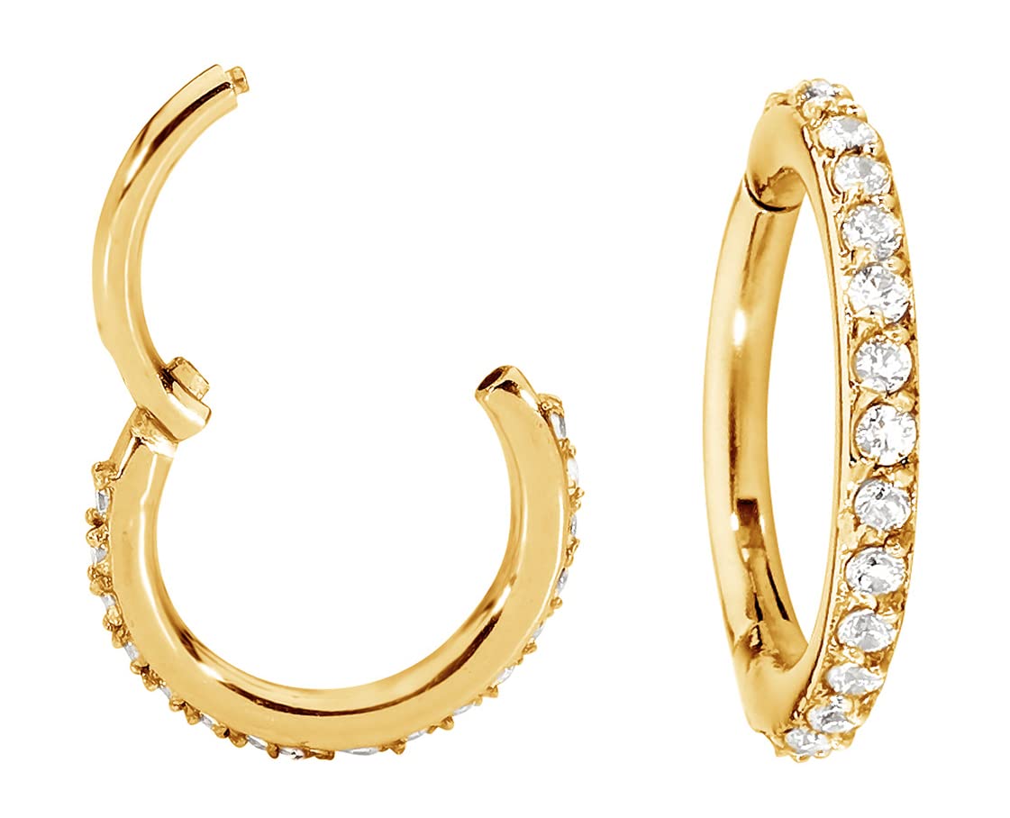 365 Sleepers Acero quirúrgico 316L unisex 16G gema segmento con bisagras anillo hélice tragus tabique nariz aro pendiente cuerpo piercing joyería 7 mm - 14 mm