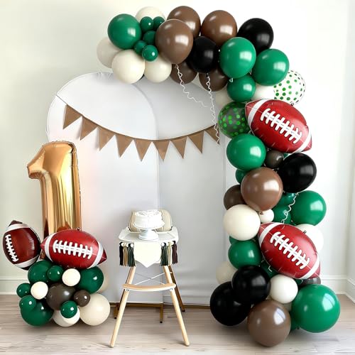 Image of Football Balloons 12 Inch Retro Dark Green Brown Ivory White Balloons