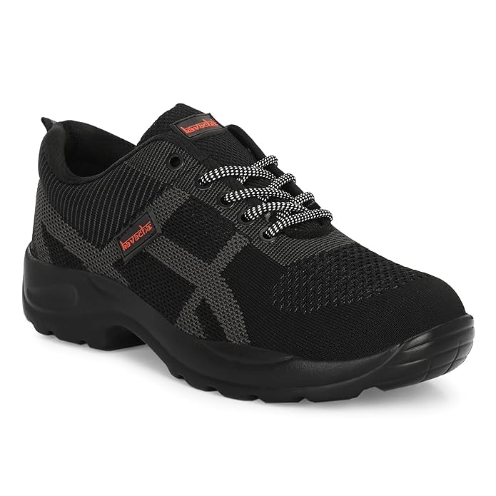 Knitted Upper PU Sole Safety Shoe with Steel Toe and Memory Foam Comfort,SH-216,Black-image-0