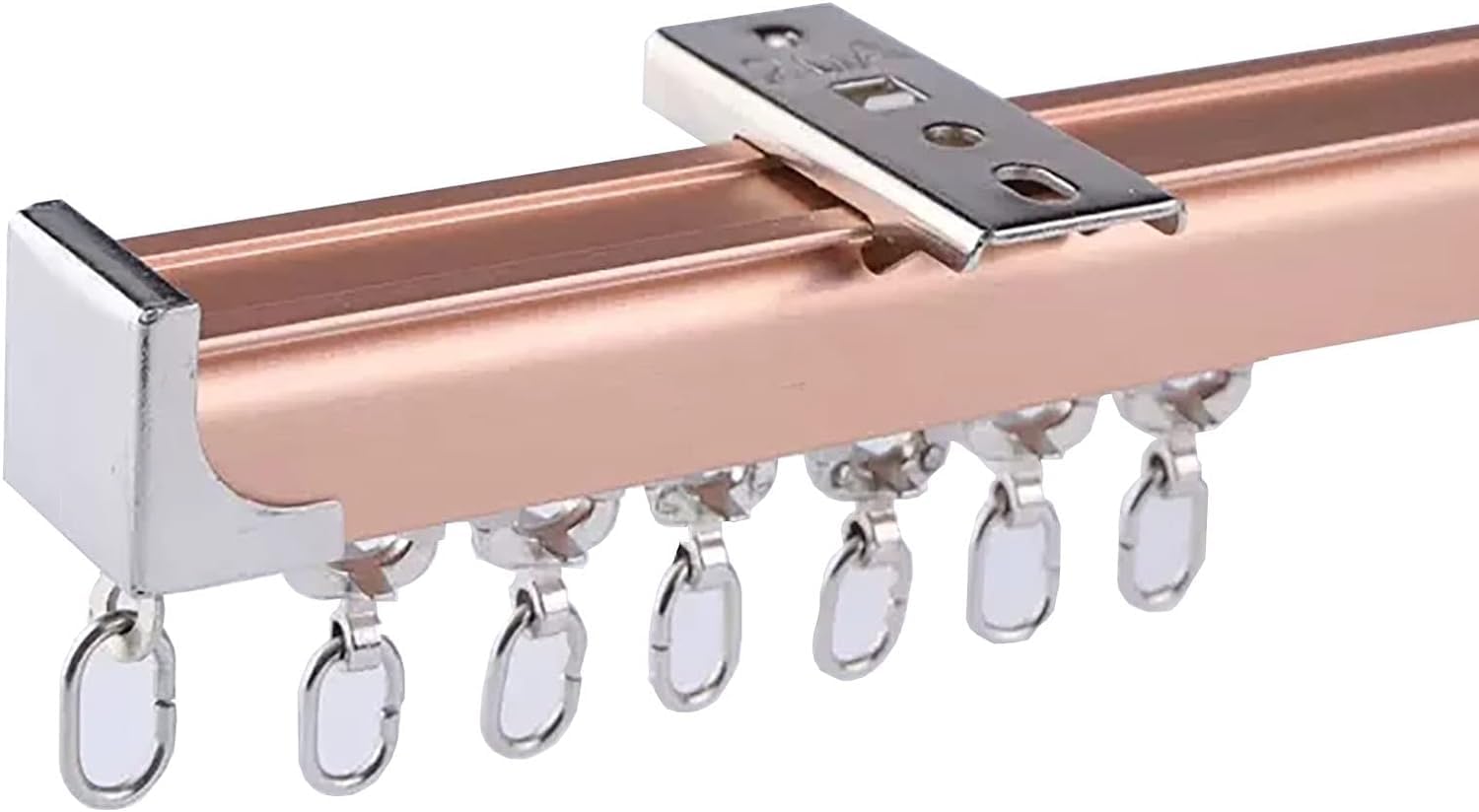 LXXW Szyny do zasłon Dzielnik pokoju/Salon/Wykusz Poręcze do zasłon sufitowych, Aluminiowy pojedynczy system szyn do montażu sufitowego(Pink Gold,4m/13ft)