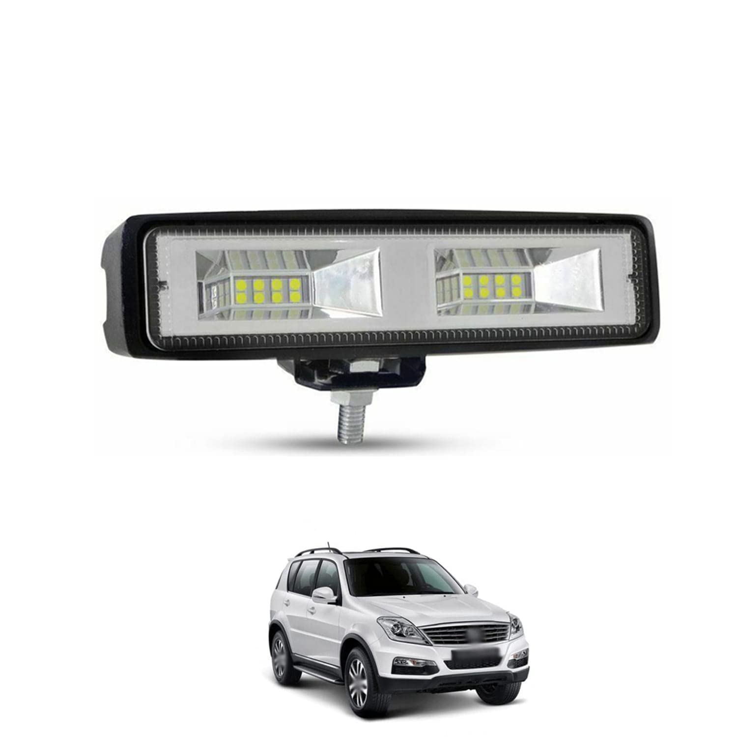 Led Bar/Fog Light/Work Light Bar White Color 16 LED 32 Watt 6 Inch Spot Beam 1 Pc UniV-ersal Fitting Cars & Bike Compatible with P-Unto