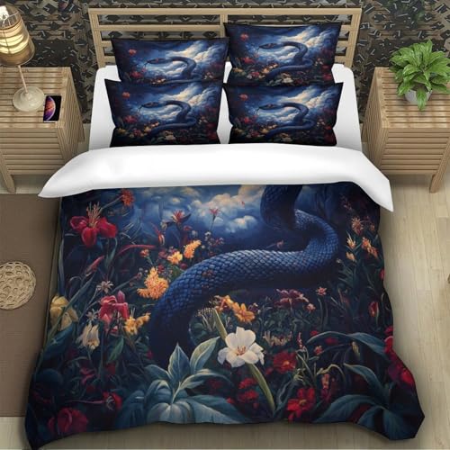 Drap de couette serpent 3D microfibre lavable et anti-décoloration - 5