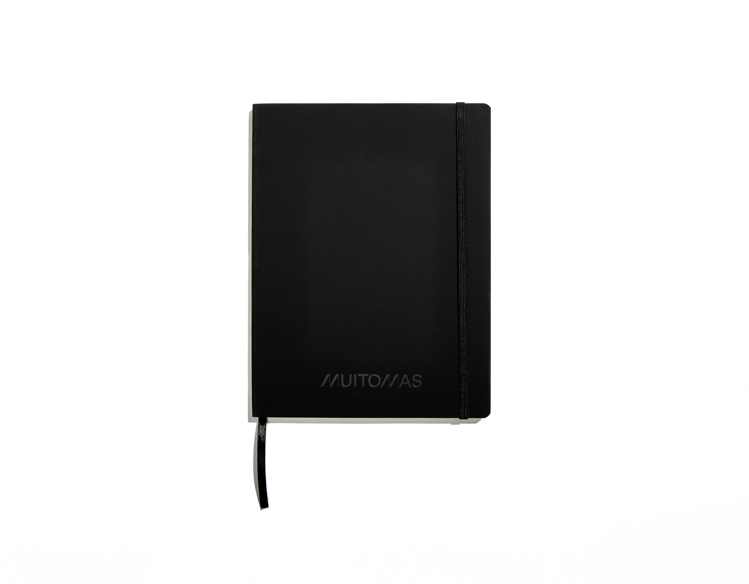 Muitomas, Block Notes Large Office Notebook with Soft Cover, Inner Pocket and Elastic Closure, 120 Lined Sheets, 19 x 25 cm, Black