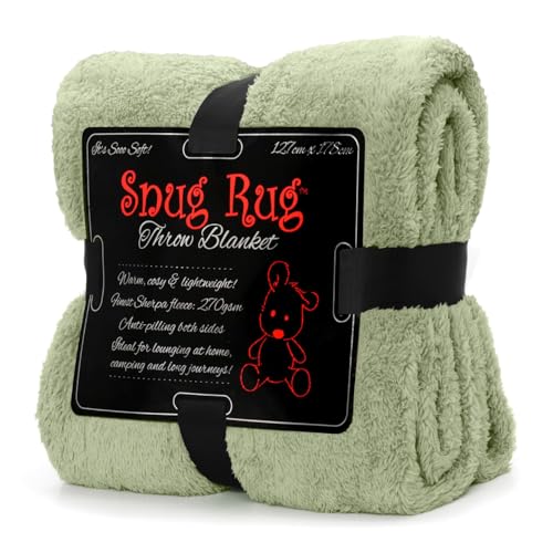 Snug Rug, Manta de forro polar sherpa mullida de lujo para sofá, manta cálida de invierno, suave, 127 x 178 cm, Verde salvia