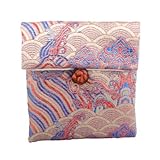 Only My Live Home 10pcs Wave Small Silk Brocade Jewellery Gift Pouches Wholesale Unique Chinese knot Purse Fabric Pouches Packaging Bags (beige (10pcs))