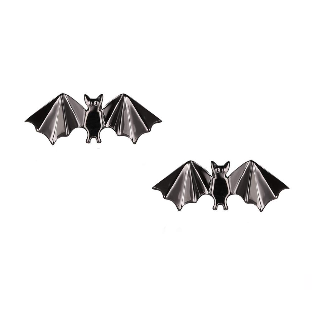 SA SILVERAGESterling Silver Black Bat Stud Earrings for Cool Men or Women Trendy Animal Studs Earring Halloween Earrings (blakc bat earrings)