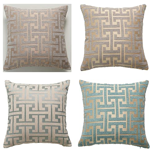 YunJeude クッションカバー 45×45cm シェニール生地 幾何学模様 柄 おしゃれ 柔らかい北欧 可愛い ピロケース 車 椅子 インテリア飾り 4枚セット (カラー2, 45×45)