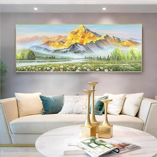 Peinture murale paysage montagnard style nordique crème toile de qualité