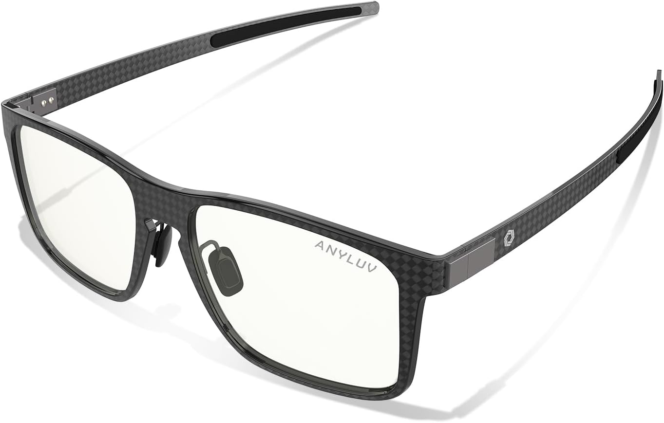 ANYLUV Blue Light Glasses Men, Carbon Fiber Square Eyewear, Lightweight Computer Gaming Glasses, Anti Eyestrain - Image 3