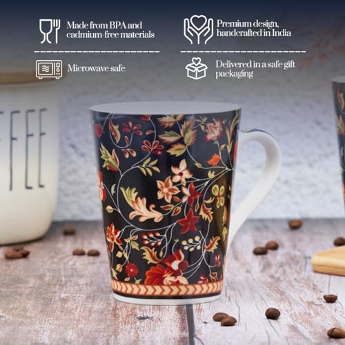 Image of GOLDEN QUEEN'S Mugs Set of 2 for Coffee, Tea, Milk - Ideal for Your Daily Beverage Ritual, Hosting & Casual Gatherings - Enchanted Night Garden