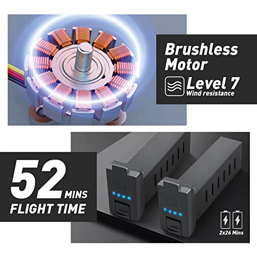 Tucok 193Max2 Drones With Camera For Adults 4K For Obstacle Avoidance,9800Ft Video Long Range Transmission,3-Axis Gimbal+Eis,54Mins Long Flight Time Gps Auto Return Quadcopter With 2 Batteries, Level 7 Wind Resistance #TOP4