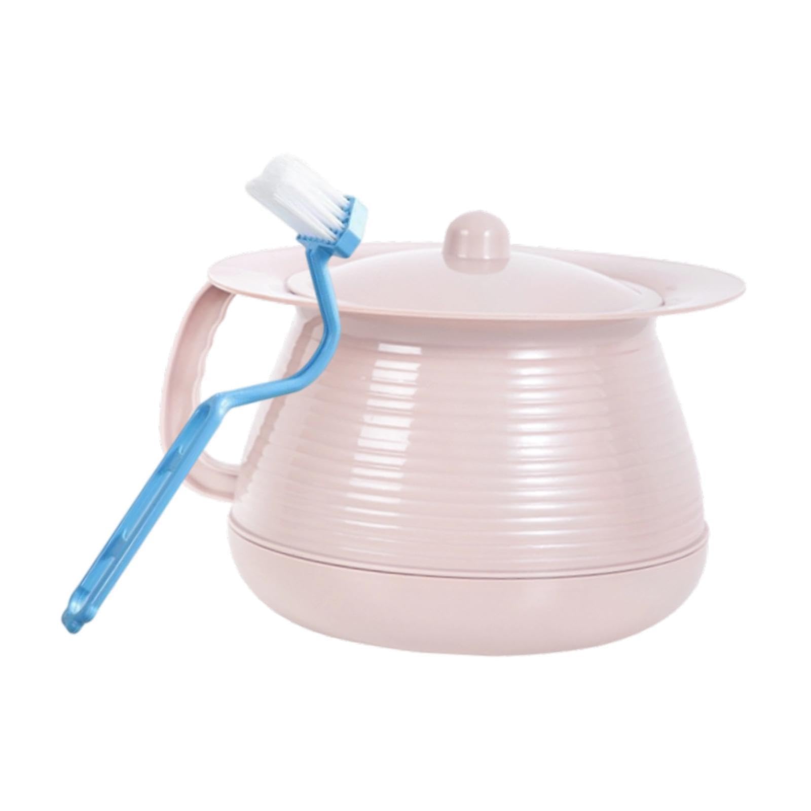 harayaa Escupidera portátil con tapa y cepillo, práctico urinario de noche, para conducir, acampar, baño, casa, viajes, Rosa — view 7
