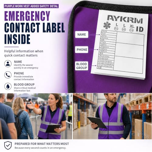 Image of AYKRM 12 colour High visibility viz vest hi vis viz reflective work construction safety vest (XS-8XL)