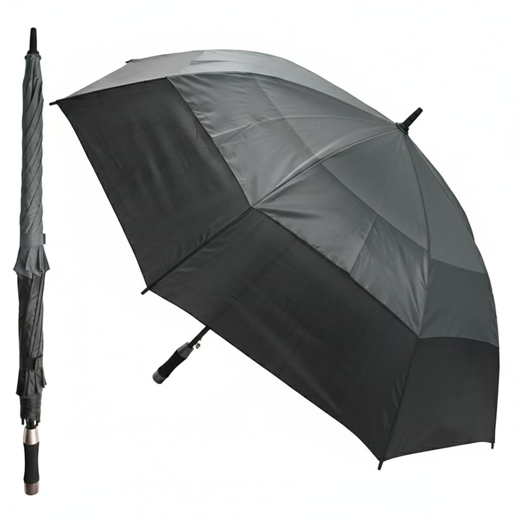 A2Z Golf Umbrella 152cm Double Canopy Windproof Auto Open Fiberglass Shaft