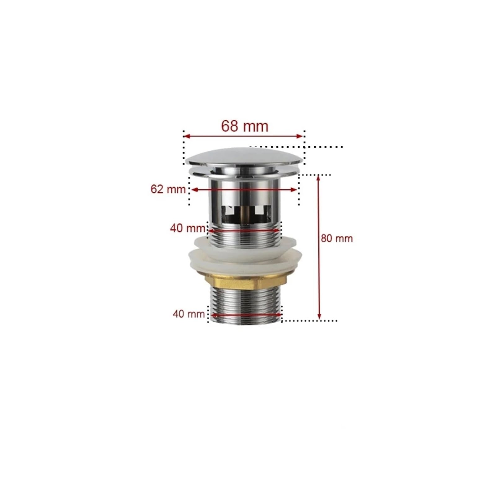 Tapon Lavabo Tapón emergente for Fregadero de baño, desagüe en Oro Cepillado, Negro Mate, Blanco, Oro Rosa, Dorado, Accesorios for Lavabo cromados(Orb no Hole)