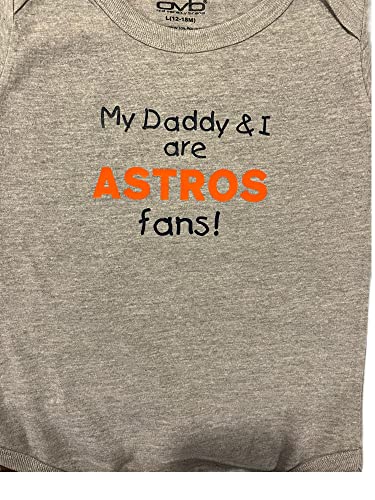 Teesbytini Astros Baby Onesie ® My Daddy And I Are Houston Onesie ® Fans One Piece Infant Bodysuit thumb #1