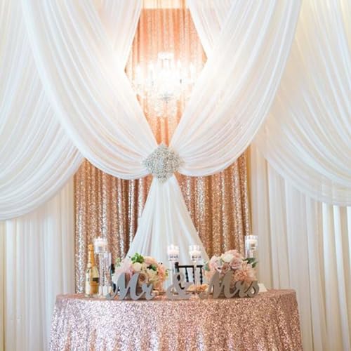 Image of SoarDream Rose Gold Glitter Sequin Backdrop Curtains 4 Pieces 2ftx8ft Dessert Backdrop Wedding Party Decor Glitter Photography Background