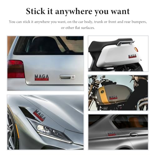 Image of MAGA Edition Car Emblem, 3D Raised Full Metal Badge Decal MAGA Personality Labels, Strong Adhesive Exterior Auto Body Decoration Embossed Sticker for Car Truck SUV (Black & Red)