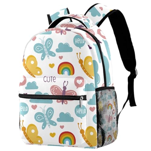Sac de voyage décontracté et grand sac d'école à motifs papillons pour ados