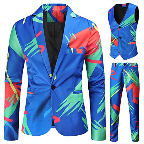 Costume de smoking homme imprimé 3 pièces mode décontractée pour fête taille M