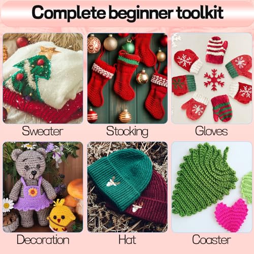336Pcs Crochet Kit for Beginners, Crochet Kit with 1500 Yards 30 Colors Yarn for Crocheting, Beginner Crochet Kit for Adults Kids, Knitting Crochet Accessories Include 30Pcs Crochet Hooks Crochet Bag