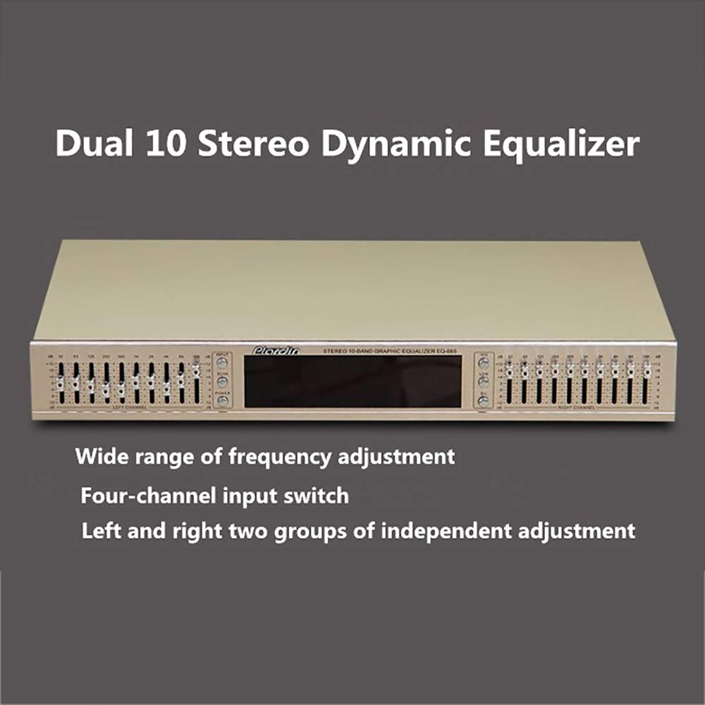 220V EQ665 Hifi Equalizzatore Domestico, Doppio Regolatore Stereo a 10 Bande Per Alti E Bassi Con Bluetooth Incorporato (Oro)