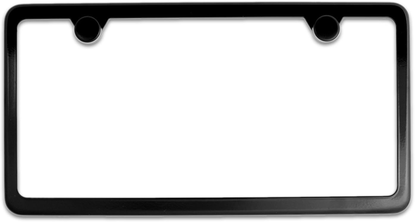 Gloss Black Stainless-Steel Metal License Plate Frame Includes Steel US/Import Style Hardware 2 Hole Bracket - Standard Style (Easier to Remove) Model by DFDM National