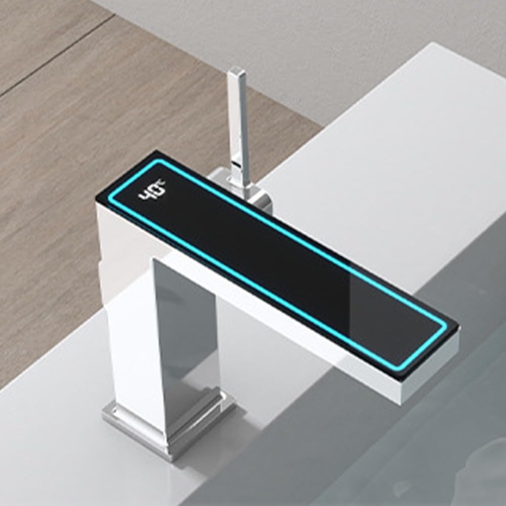 SOHNVWTGD Premium Waterfall Numeric Display Faucet for High-End Washing Basins(Plating)