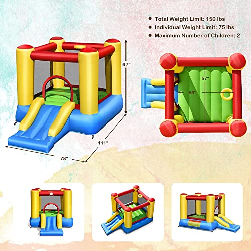 Bountech Inflatable Bounce House, Bouncy House For Kids Indoor Outdoor Party Fun With Heavy Duty Jumping Area, Slide, 480W Blower, Portable Backyard Castle Bouncer For Toddlers Birthday Party Gifts #TOP4