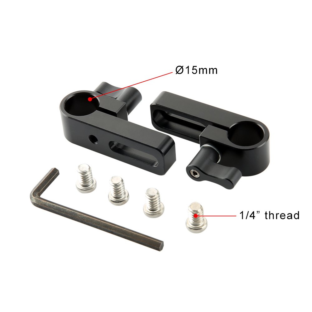 NICEYRIG 15mm Rod Clamp(2 Piezas),15mm Rail Rod Clamp con el Agujero Largo en la Placa/Jaula/manija para la extensión de la Barra