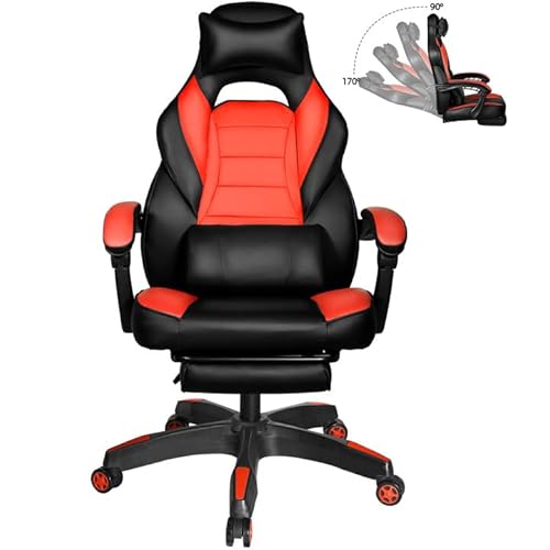 Muzii Big And Tall Gaming Chair, Gaming Chairs For Adults, Video Game Chairs With Footrest 400Lb Weight Capacity, Reclining Gaming Chair Racing Office Chair With Headrest And Lumbar Support, Red #TOP17