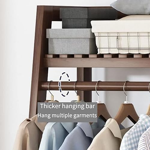 Miniatura 3 de Armario independiente, perchero con estantes, para dormitorio, entrada y sala de estar, ahorro de espacio (teca 27.6 x 15.2 x 56.7 in)