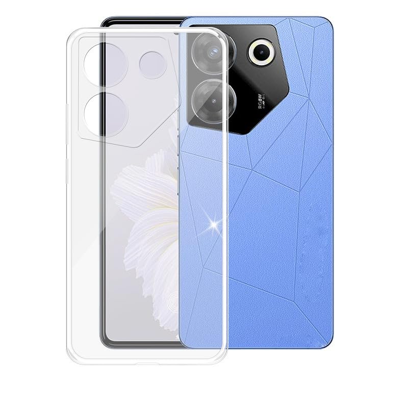 per Tecno Camon 20 Cover, KJYF Trasparente Sottile Case Morbido TPU-Silicone Protettivo Custodia per Tecno Camon 20, Anti-Graffio Anti-Ingiallimento, 6.67 pollici - Fiore Rosa