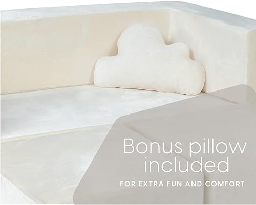 Miniatura 33 de Milliard Sofá infantil modular para niños pequeños y bebés, muebles de sala de juegos/dormitorio (negro) con almohada adicional Negro