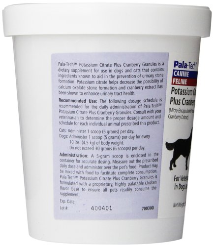 Image of Pala-Tech Potassium Citrate Plus Cranberry Granules 300 gm - Cat & Dog UTI Treatment - Dog Urinary Tract Supplements for Bladder Stone Prevention (Made in USA)