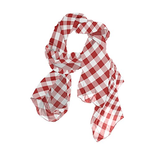 ALAZA White Red Gingham Plaid Sheer Scarves Shawl Wrap Women Infinity Oblong Chiffon Scarf for Outdoor