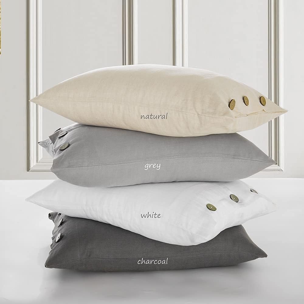 meadow park Stone Washed Linen Queen Duvet Cover 3-pc Set, Oeko-Tex Certified, Ultra-Soft, Machine Washable, All Season, Charcoal