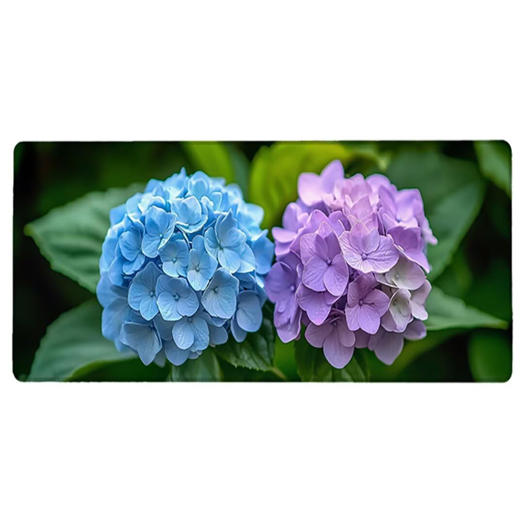 Duża gamingowa podkładka pod mysz, 1400 x 600 x 3 mm, kwiat, bardzo duża podkładka pod mysz na biurko z przeszytą krawędzią, antypoślizgowa, wodoodporna podkładka pod mysz, roślina długa podkładka pod