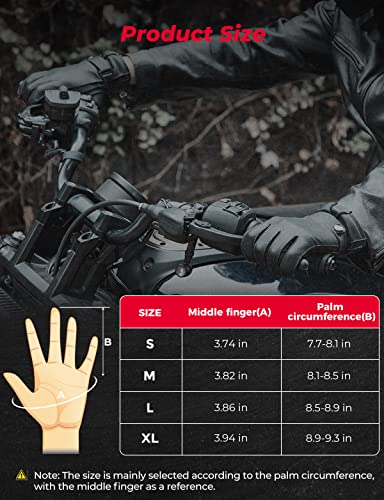KEMIMOTO Luvas de couro de carneiro para dirigir motocicletas para homens e mulheres, todos os dedos