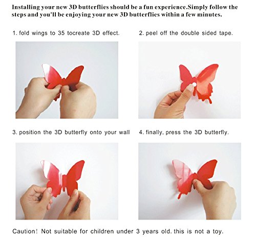 Clest F & H 12PCS 3D parete farfalla decalcomania