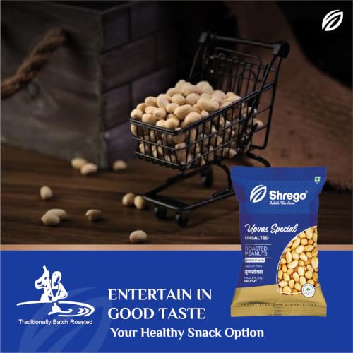 Image of Shrego Upvas Special Roasted Peanuts Unsalted 180g | Vacuum Packed | Farali Peanuts for Fasting | Ready-to-Use Whole Peanuts | No Added Salt | Crunchy Peanut Protein Snack